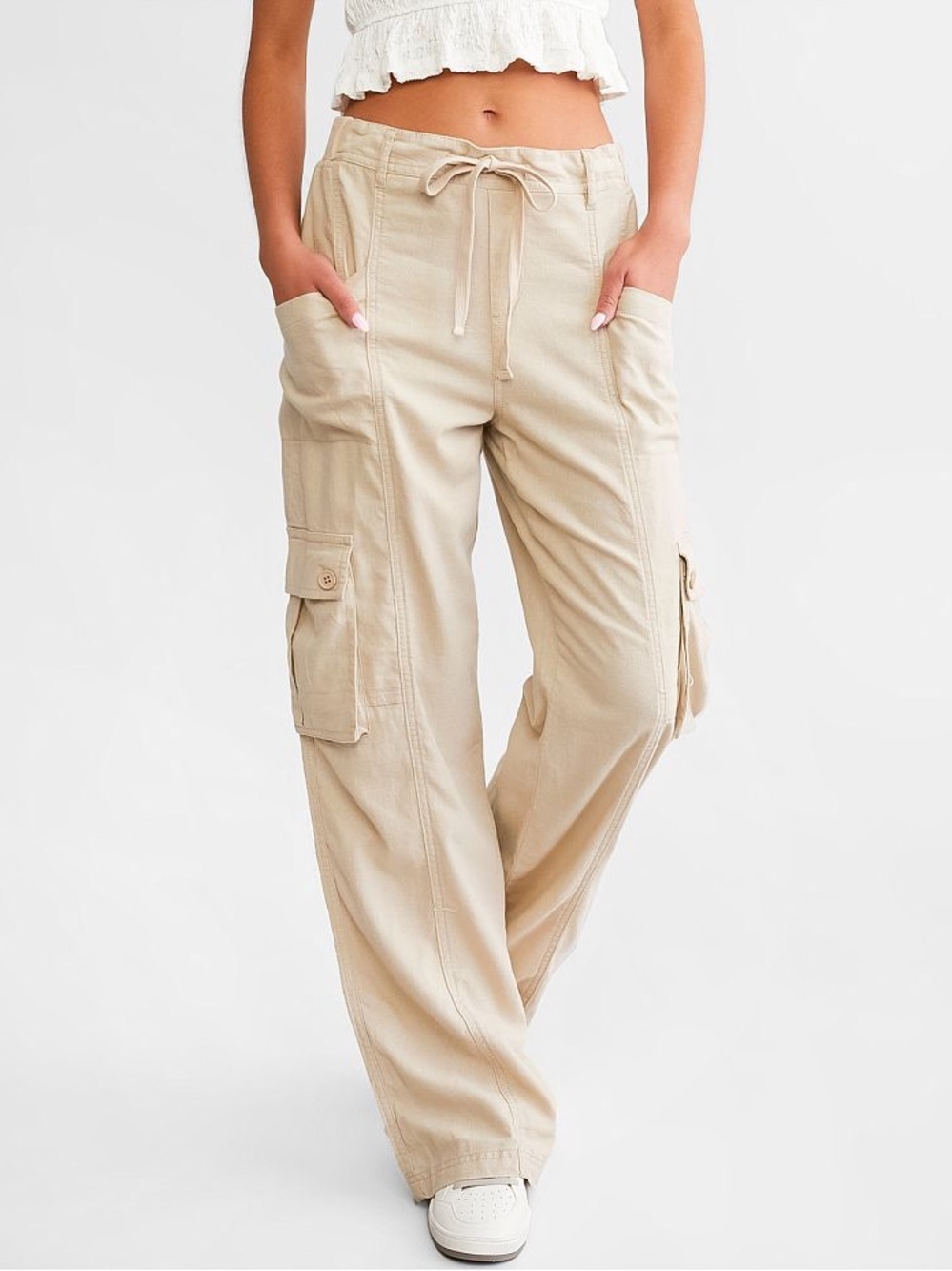 Risen Wide-Leg Cargo Pants in Cream